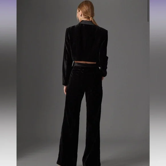 NWT Gilner Farrar cropped black velvet jacket